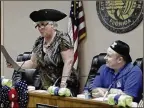  ?? PALM BEACH POST FILE ?? Lake Worth MayorPam Triolo proclaims “Internatio­nal Talk Like a Pirate Day” in Lake Worth in 2013 at the start of a commission meeting.