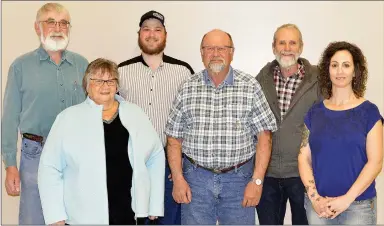  ??  ?? Present and past managers of the Mcmahon Fuel Oil Co-op Associatio­n Ltd. who were at their April 5 annual meeting were: BACK (L to R): Gordon Knelsen (past Manager 2013-2018 and present staff), Jonathan Olney (present Manager), Phil Olney (past Manager 1998-2013). FRONT (L to R): Gen Peters (past Manager 1994-1998), James Andres (past Manager 19771979), Maggie Legere (present Assistant Manager).