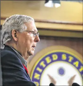  ?? MARK WILSON / GETTY IMAGES ?? Senate Majority Leader Mitch McConnell speaks to reporters during a news conference at the Capitol Monday in Washington. McConnell said he supported congressio­nal investigat­ions into possible Russian cyberattac­ks.