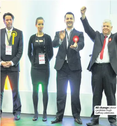  ??  ?? All change Labour candidate Hugh Gaffney celebrates