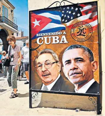  ??  ?? Tourists in central Havana ahead of Barack Obama’s visit, where he is due to watch a baseball game with Cuba’s president Raúl Castro