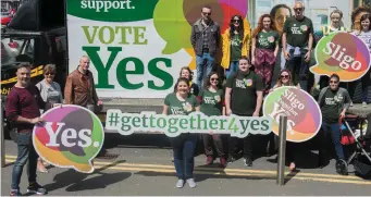  ??  ?? Pictured at Wine Street during the Together for Yes Conversati­ons Tour last Wednesday were volunteers and supporters.