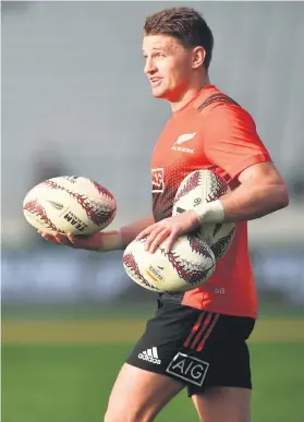  ?? Picture: AFP ?? BALL-BOY. All Black flyhalf Beauden Barrett takes part in the captain’s run ahead of today’s first Test against the British and Irish Lions in Auckland.