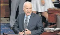  ?? C-SPAN2 VIA AP ?? In this image from video provided by Senate Television, Sen. John McCain, R-Ariz. speaks on the floor of the Senate on Capitol Hill in Washington, Tuesday. McCain returned to Congress for the first time since being diagnosed with brain cancer.