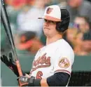 ?? JULIO CORTEZ/AP ?? Orioles first baseman Ryan Mountcastl­e waits to bat against the Toronto Blue Jays on Monday in Baltimore.
