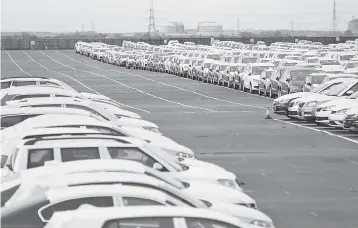  ??  ?? Imported cars are parked in a storage area at Sheerness port, Sheerness, Britain. — Reuters photo