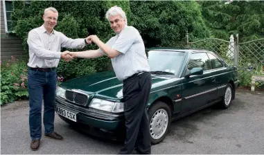  ?? ?? ABOVE: Rover Coupé purchase day in June 2012, and the obligatory key-transfer photograph.