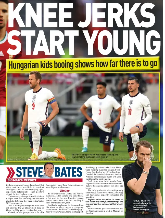  ?? ?? FORGET IT: There was not a lot worth rememberin­g in Budapest for Gareth Southgate