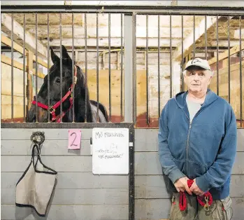  ?? GERRY KAHRMANN ?? Cliff Forrest, seen last week at the hobby farm where he boards his rescue horse, Mr. Mulliner, says he was left homeless after his house was foreclosed on. “I got pretty suicidal at one point,” he says.