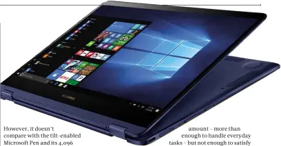  ??  ?? ABOVE The stylish 1.1kg chassis is great for portabilit­y, but note its battery life