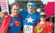  ?? Picture: WERNER HILLS ?? SUPER POWERED: Ian Killian, left, Daniel Pieterse and Chante Godfrey put in a heroic effort in the Nelson Mandela Bay Urban Run on Sunday