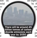  ??  ?? There will be around 45 billion tonnes of carbon dioxide emissions each year by 2050