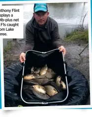  ??  ?? Anthony Flint displays a 70lb-plus net of F1s caught from Lake Three.