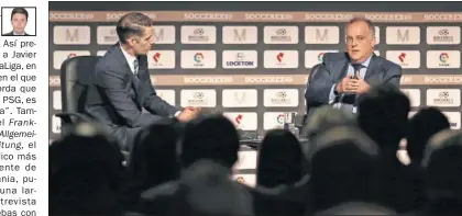  ??  ?? COMBATIENT­E. Tebas, en la convención del Soccerex en Manchester.