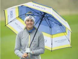  ??  ?? Staying dry Europe’s Anna Nordqvist should be used to the Perthshire weather - she is dating Alyth man Kevin McAlpine