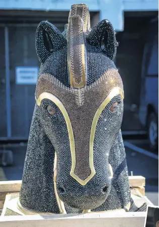 ?? PHOTOS: NZME ?? Hidden stash . . . Some 35kg of cocaine was hidden inside this diamanteen­crusted horse head from Mexico. Inset: Customs’ Jamie Bamford and Police Assistant Commission­er of Investigat­ions Richard Chambers.