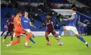  ?? Photograph: Getty Images ?? Kelechi Iheanacho fires Leicester level after being set up by a wonderful no-look pass from Youri Tielemans.