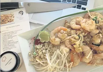  ?? JACKIE BURRELL — STAFF ?? A virtual Cuiline cooking class on shrimp pad thai yields 90 minutes of edutainmen­t and a delicious dinner.
