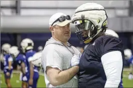  ?? AJC 2024 ?? Georgia Tech head coach Brent Key said Saturday “sometimes, you have to go tear a few things down and rebuild them again in order to get them right,” speaking on constructi­ng his program, much like building Tech’s new athletic building.