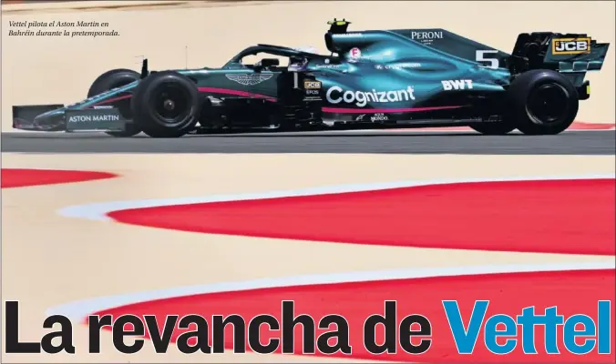  ??  ?? Vettel pilota el Aston Martin en Bahréin durante la pretempora­da.