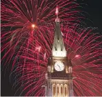  ??  ?? Tourists and locals alike in Ottawa had good reason to “ooh” and “ahh” at Canada Day 2000’s spectacula­r display of fireworks.