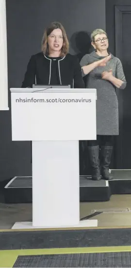  ??  ?? 0 Speaking at the Scottish Government’s daily media briefing for