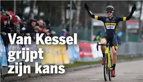  ?? FOTO BELGA ?? Geen Van der Poel of Van Aert, dus daar is Corné van Kessel weer.