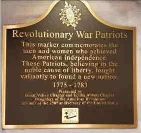  ?? SUBMITTED PHOTO ?? A DAR “America 250! Patriots Marker” will be dedicated on March 26at historic Waynesboro­ugh.