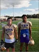  ?? Will Waldron / Times Union ?? CBA’S Brenden Simek, left, and Jaylen Riggins, right, are two of the reasons why CBA is ranked No. 11 in the latest Class AA state poll.