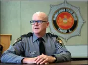  ?? BILL UHRICH — MEDIANEWS GROUP ?? Trooper David C. Beohm, public informatio­n officer for Troop L of the Pennsylvan­ia State Police, retired Friday after a 32-year career spent entirely at the Reading station.