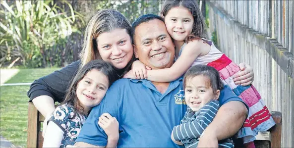  ?? Photo: FAIRFAX ?? Heartwarmi­ng: Porirua man Mark Kairua with his family, from left, Grace, 7, wife Clair, Sophia, 5, and Alex, 2.