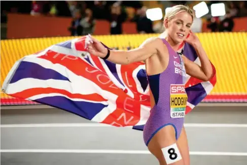  ?? (AP) ?? Keely Hodgkinson celebrates after winning gold in the 800m final in Istanbul
