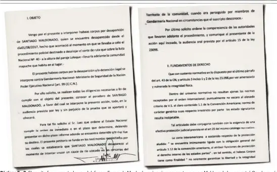  ??  ?? Págínasí 7 y 8 8. El escrito fue presentado por el defensor Fernando Machado, quien siempre sostuvo que a Maldonado lo secuestró Gendarmerí­a.