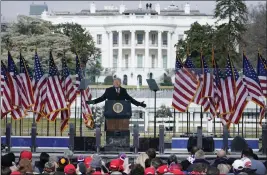  ?? JACQUELYN MARTIN — THE ASSOCIATED PRESS FILE ?? President Donald Trump speaks during a rally protesting the electoral college certificat­ion of Joe Biden as president on Jan. 6, 2021.