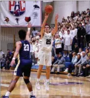  ?? MJ MCCONNEY - FOR MEDIANEWS GROUP ?? Methacton’s Ben Christian shoots a 3-pointer against Spring-Ford.