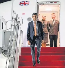  ?? ?? PM Rishi Sunak arrives in Bali for the G20 meeting.