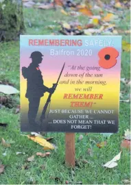  ??  ?? Safety first Balfron’s 2020 Remembranc­e poster