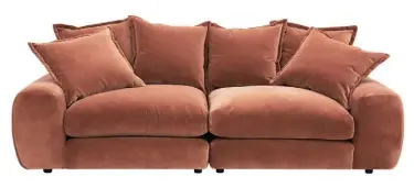  ??  ?? ‘Wodge’ modular sofa in ‘Pinky Peanut’ plush velvet, from
£1,830, Loaf (loaf.com)