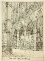  ?? ?? Augustus Pugin, a chief advocate of the Gothic Revival style, drew this circa 1809 study of Westminste­r Abbey.