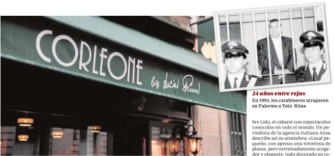  ?? EFE ?? Detalle del cartel del restaurant­e Corleone en París, en una imagen del pasado viernes