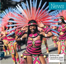  ??  ?? Notting Hill Carnival in 2019 AARON CHOWN/PA WIRE