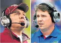  ?? GETTY IMAGES PHOTOS ?? Points will be at a premium when the stout defenses of FSU’s Jimbo Fisher, left, and UF’sWill Muschamp meet up in Tallahasse­e on Saturday. The winner keeps national title hopes alive.