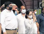  ??  ?? West Bengal chief minister Mamata Banerjee arrives to file her nomination for by-elections in Kolkata on Friday.