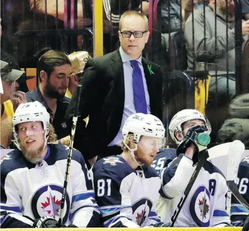  ?? MARK HUMPHREY / THE CANADIAN PRESS / AP ?? Jets head coach Paul Maurice has now made the conference final three times and the Stanley Cup final once.