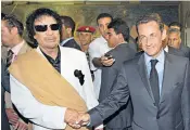  ??  ?? Mr Sarkozy leaves a police station in Paris last night after two days of questionin­g over his financial links with Colonel Gaddafi, left