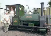  ?? ?? Pam and Roger Biggs on the footplate of Lincolnshi­re Wolds Light Railway flagship Peckett 0-6-0ST Jurassic, on which Pam’s grandfathe­r worked at Kaye and Company’s quarry and cement works in Southam before enlisting in the British Army in the First World War. JOHN RABY/LCLR