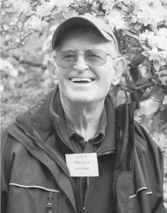  ??  ?? Above: Jack Eldridge was an 18-year Land Conservanc­y member who died in October and was a volunteer at many of the land trust’s sites, but was passionate about the Abkhazi Garden. Below: The main baseball diamond at Lambrick Park Field will be named...