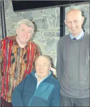  ?? (Pic: John Ahern) ?? 3 OF THE BEST: MC, Donal Deady, with Tony Buckley and Christy Nolan, from Skeheenari­nky, at Monday’s very successful music session in Griffin’s Bar, Skenakilla.