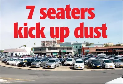  ?? Photo: Emmency Nuukala ?? See us… Seven-seater drivers gathered at the Snyman circle in Ausspannpl­atz yesterday, as they handed over a petition to the ministry of transport.