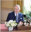  ?? — Reuters ?? King Charles during the recording of his audio message for the Royal Maundy Service in London.